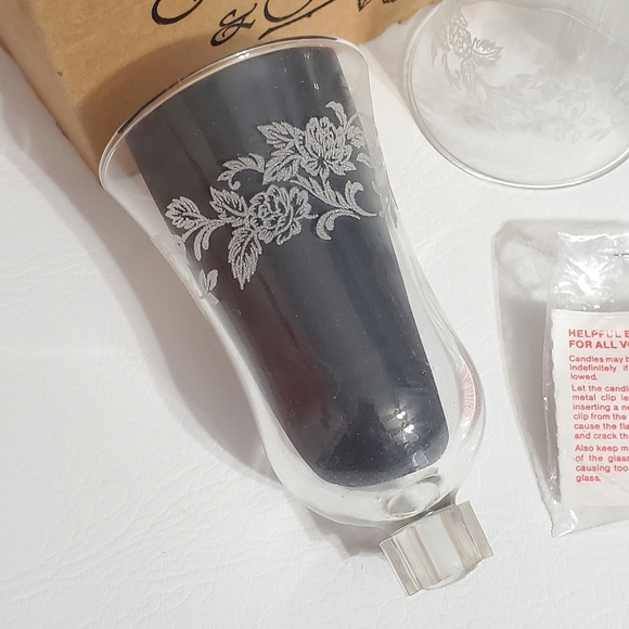 Glass Votive Cups Home Interiors Gifts Embossed Antique Rose Pattern Candle Hold - Picture 4 of 5